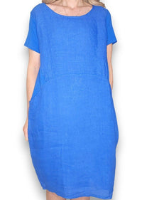 HELGA MAY_JUNGLE DRESS LINEN COBALT _ JUNGLE DRESS LINEN COBALT _ Ebony Boutique NZ