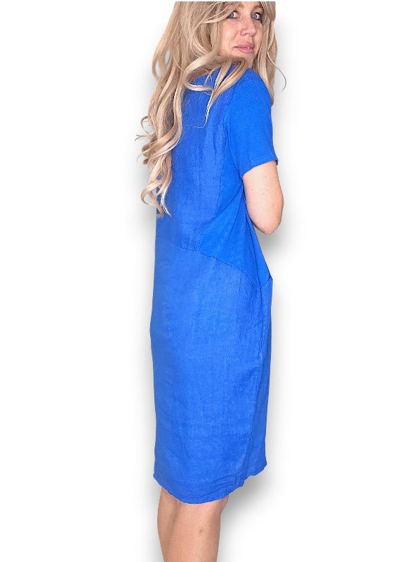 HELGA MAY_JUNGLE DRESS LINEN COBALT _ JUNGLE DRESS LINEN COBALT _ Ebony Boutique NZ