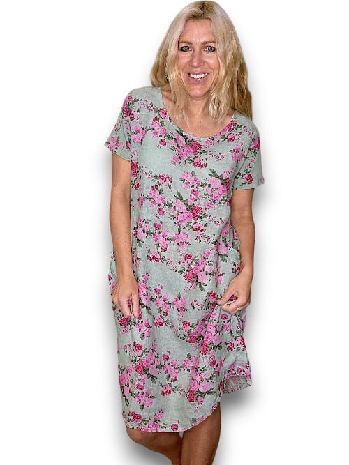 JUNGLE DRESS LINEN FAR AWAY ROSE SAGE_by_HELGA MAY_women's_in_New Zealand_ HELGA MAY_JUNGLE DRESS LINEN FAR AWAY ROSE SAGE _ JUNGLE DRESS LINEN FAR AWAY ROSE SAGE _ Ebony Boutique NZ _