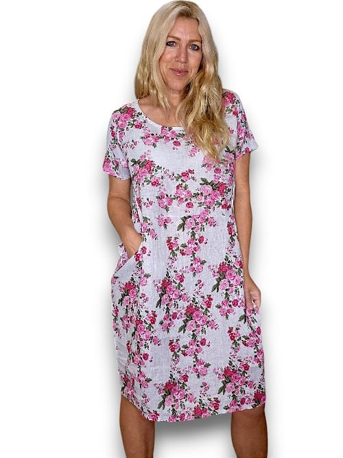 JUNGLE DRESS LINEN FAR AWAY ROSE WHITE_by_HELGA MAY_women's_in_New Zealand_ HELGA MAY_JUNGLE DRESS LINEN FAR AWAY ROSE WHITE _ JUNGLE DRESS LINEN FAR AWAY ROSE WHITE _ Ebony Boutique NZ _