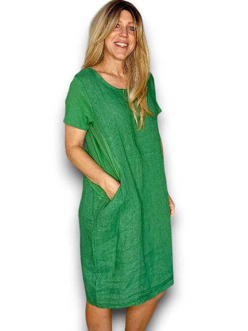 HELGA MAY_JUNGLE DRESS LINEN GREEN _ JUNGLE DRESS LINEN GREEN _ Ebony Boutique NZ