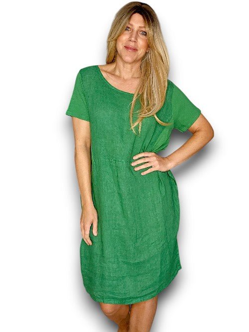 HELGA MAY_JUNGLE DRESS LINEN GREEN _ JUNGLE DRESS LINEN GREEN _ Ebony Boutique NZ