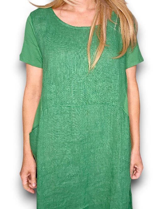 HELGA MAY_JUNGLE DRESS LINEN GREEN _ JUNGLE DRESS LINEN GREEN _ Ebony Boutique NZ