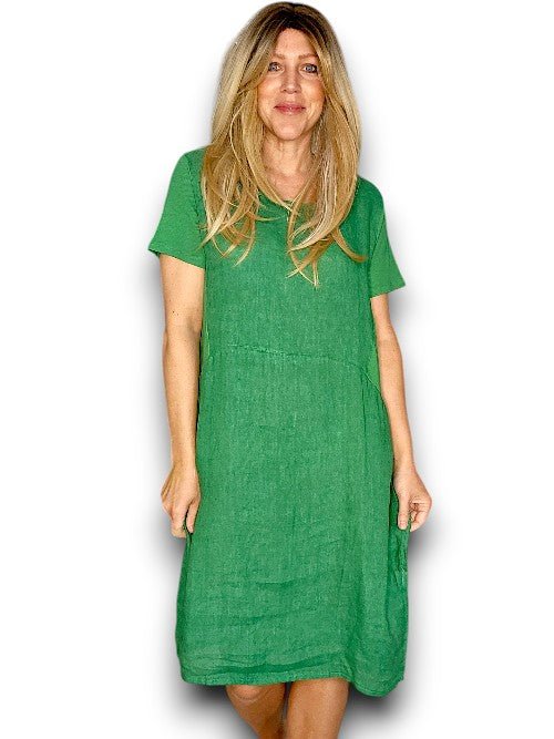 HELGA MAY_JUNGLE DRESS LINEN GREEN _ JUNGLE DRESS LINEN GREEN _ Ebony Boutique NZ