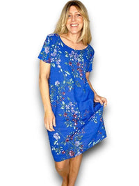 HELGA MAY_JUNGLE DRESS LINEN LINGONBERRY COBALT _ JUNGLE DRESS LINEN LINGONBERRY COBALT _ Ebony Boutique NZ