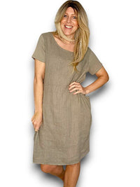 HELGA MAY_JUNGLE DRESS LINEN MOCHA _ JUNGLE DRESS LINEN MOCHA _ Ebony Boutique NZ