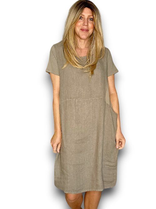 HELGA MAY_JUNGLE DRESS LINEN MOCHA _ JUNGLE DRESS LINEN MOCHA _ Ebony Boutique NZ