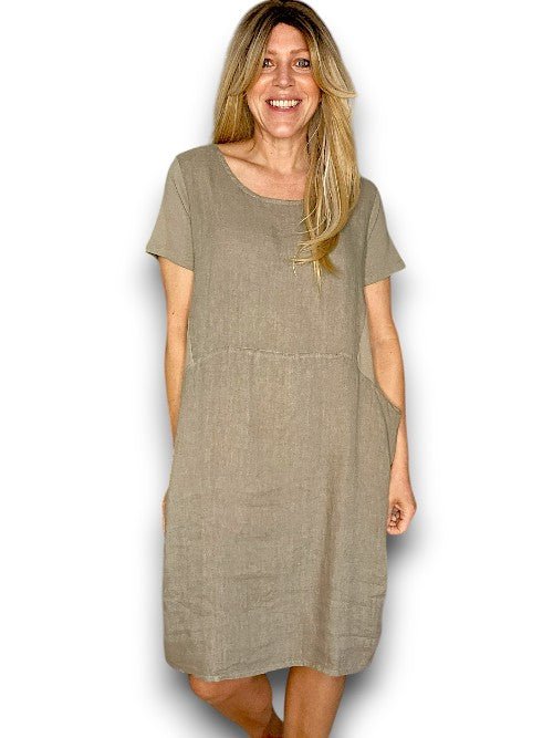 HELGA MAY_JUNGLE DRESS LINEN MOCHA _ JUNGLE DRESS LINEN MOCHA _ Ebony Boutique NZ