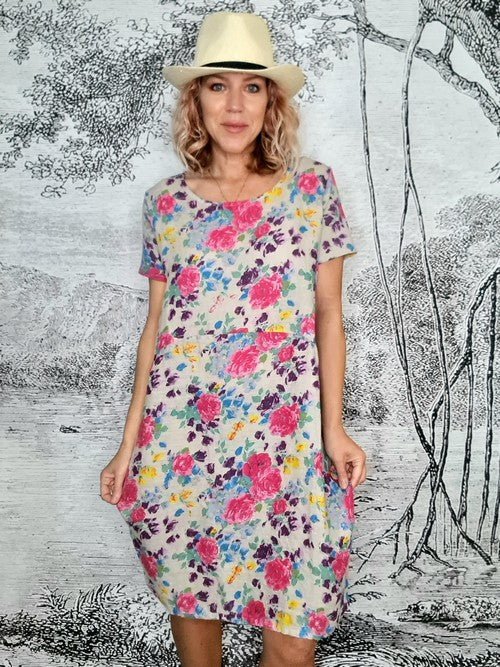 JUNGLE DRESS LINEN ROSE KISSED BEIGE_by_HELGA MAY_women's_in_New Zealand_ HELGA MAY_JUNGLE DRESS LINEN ROSE KISSED BEIGE _ JUNGLE DRESS LINEN ROSE KISSED BEIGE _ Ebony Boutique NZ _