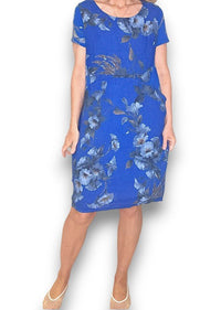 HELGA MAY_JUNGLE DRESS LINEN TRUMPET COBALT _ JUNGLE DRESS LINEN TRUMPET COBALT _ Ebony Boutique NZ
