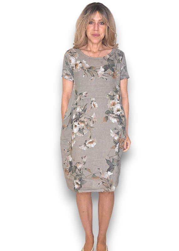 HELGA MAY_JUNGLE DRESS LINEN TRUMPET MOCHA _ JUNGLE DRESS LINEN TRUMPET MOCHA _ Ebony Boutique NZ