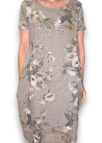 HELGA MAY_JUNGLE DRESS LINEN TRUMPET MOCHA _ JUNGLE DRESS LINEN TRUMPET MOCHA _ Ebony Boutique NZ