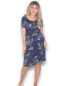 HELGA MAY_JUNGLE DRESS LINEN TRUMPET NAVY _ JUNGLE DRESS LINEN TRUMPET NAVY _ Ebony Boutique NZ