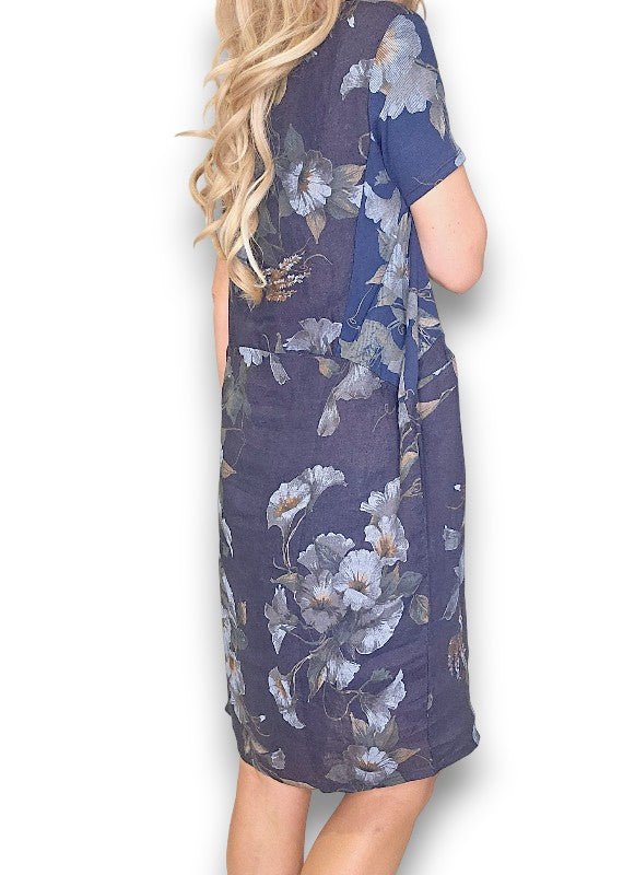 HELGA MAY_JUNGLE DRESS LINEN TRUMPET NAVY _ JUNGLE DRESS LINEN TRUMPET NAVY _ Ebony Boutique NZ