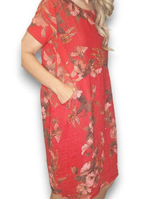 HELGA MAY_JUNGLE DRESS LINEN TRUMPET RED _ JUNGLE DRESS LINEN TRUMPET RED _ Ebony Boutique NZ