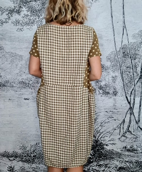 HELGA MAY_JUNGLE DRESS VISCOSE/COTTON CHECK POLKA CHOCOLATE _ JUNGLE DRESS VISCOSE/COTTON CHECK POLKA CHOCOLATE _ Ebony Boutique NZ