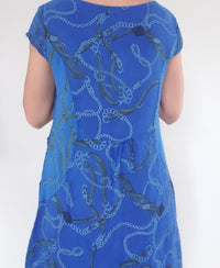 HELGA MAY_KENNEDY DRESS LINEN CHAIN COBALT _ KENNEDY DRESS LINEN CHAIN COBALT _ Ebony Boutique NZ