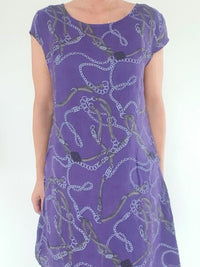 HELGA MAY_KENNEDY DRESS LINEN CHAIN PURPLE _ KENNEDY DRESS LINEN CHAIN PURPLE _ Ebony Boutique NZ