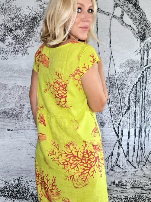 HELGA MAY_KENNEDY DRESS LINEN REEFBRIGHT LIME _ KENNEDY DRESS LINEN REEFBRIGHT LIME _ Ebony Boutique NZ