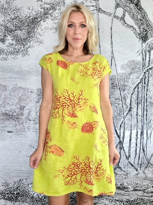 HELGA MAY_KENNEDY DRESS LINEN REEFBRIGHT LIME _ KENNEDY DRESS LINEN REEFBRIGHT LIME _ Ebony Boutique NZ