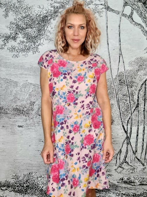 KENNEDY DRESS LINEN ROSE KISSED PINK_by_HELGA MAY_women's_in_New Zealand_ HELGA MAY_KENNEDY DRESS LINEN ROSE KISSED PINK _ KENNEDY DRESS LINEN ROSE KISSED PINK _ Ebony Boutique NZ _