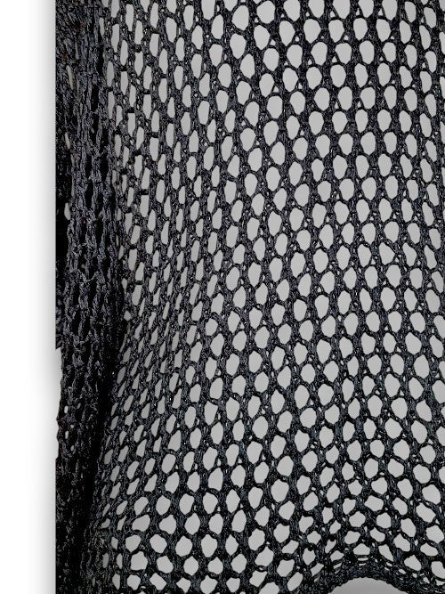 HELGA MAY_KNIT PONCHO HOLLOW BLACK _ KNIT PONCHO HOLLOW BLACK _ Ebony Boutique NZ