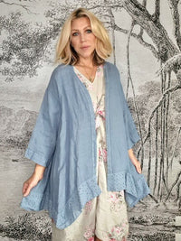LACE HEM JACKET LINEN PETROL_by_HELGA MAY_women's_in_New Zealand_ HELGA MAY_LACE HEM JACKET LINEN PETROL _ LACE HEM JACKET LINEN PETROL _ Ebony Boutique NZ _