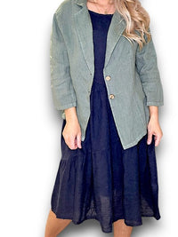 LINEN BLAZER JACKET FOREST_by_HELGA MAY_women's_in_New Zealand_ HELGA MAY_LINEN BLAZER JACKET FOREST _ LINEN BLAZER JACKET FOREST _ Ebony Boutique NZ _