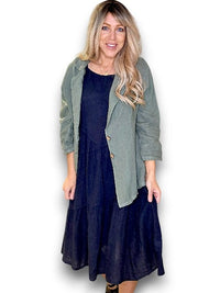 LINEN BLAZER JACKET FOREST_by_HELGA MAY_women's_in_New Zealand_ HELGA MAY_LINEN BLAZER JACKET FOREST _ LINEN BLAZER JACKET FOREST _ Ebony Boutique NZ _