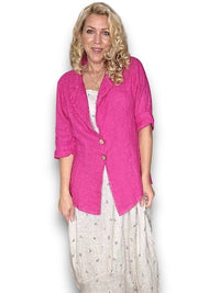 HELGA MAY_LINEN BLAZER JACKET HOT PINK _ LINEN BLAZER JACKET HOT PINK _ Ebony Boutique NZ