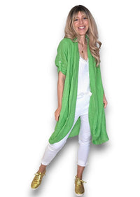 HELGA MAY_LINEN COVER UP BRIGHT GREEN _ LINEN COVER UP BRIGHT GREEN _ Ebony Boutique NZ