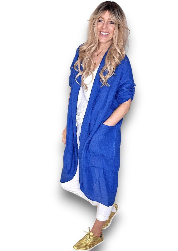 HELGA MAY_LINEN COVER UP COBALT _ LINEN COVER UP COBALT _ Ebony Boutique NZ