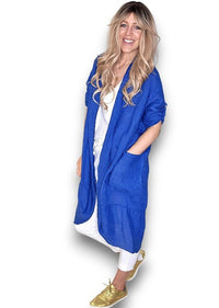 HELGA MAY_LINEN COVER UP COBALT _ LINEN COVER UP COBALT _ Ebony Boutique NZ