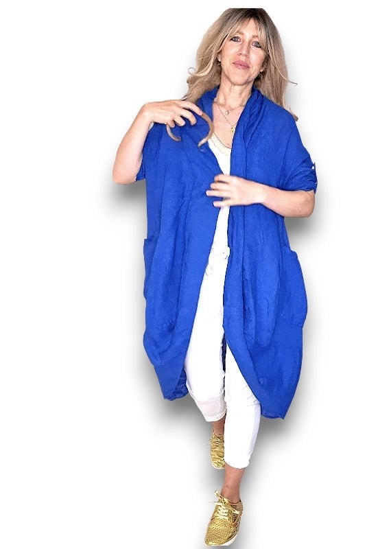 HELGA MAY_LINEN COVER UP COBALT _ LINEN COVER UP COBALT _ Ebony Boutique NZ