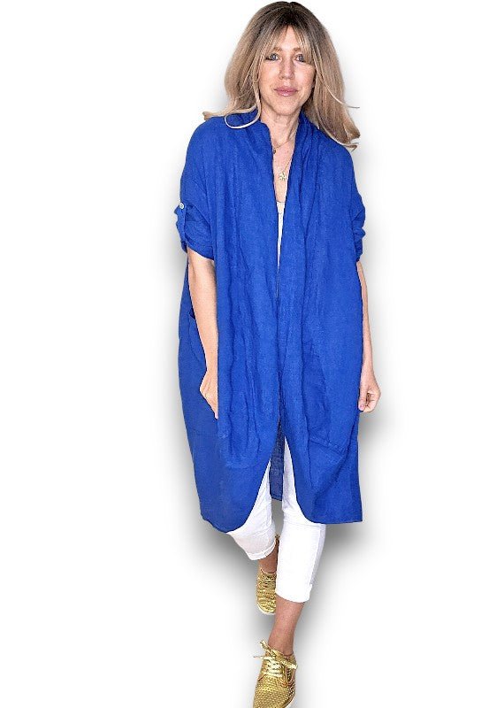 HELGA MAY_LINEN COVER UP COBALT _ LINEN COVER UP COBALT _ Ebony Boutique NZ