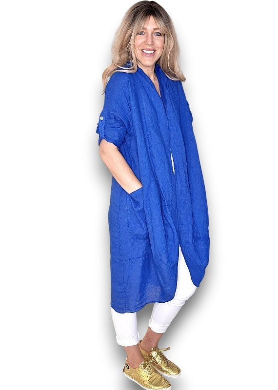 HELGA MAY_LINEN COVER UP COBALT _ LINEN COVER UP COBALT _ Ebony Boutique NZ