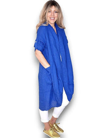 HELGA MAY_LINEN COVER UP COBALT _ LINEN COVER UP COBALT _ Ebony Boutique NZ