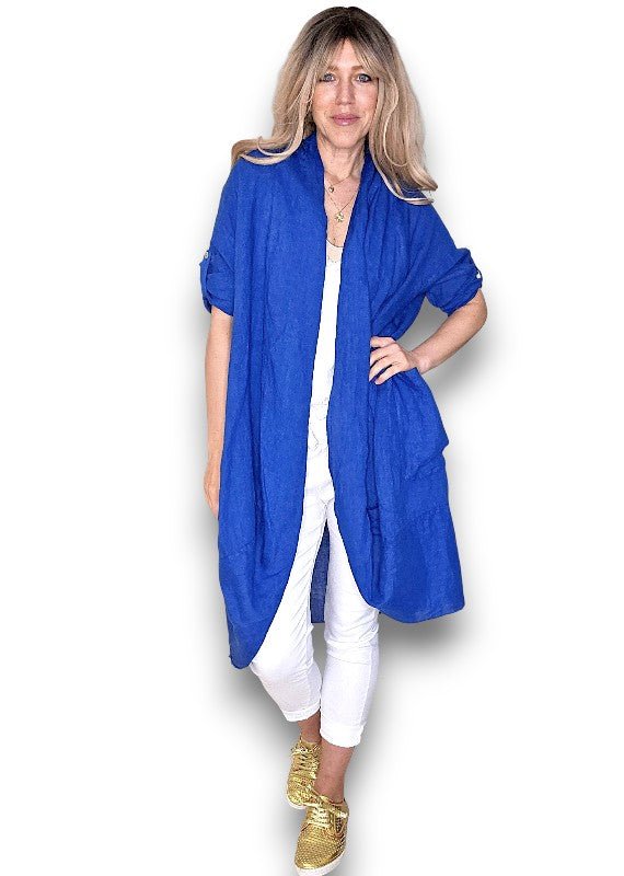 HELGA MAY_LINEN COVER UP COBALT _ LINEN COVER UP COBALT _ Ebony Boutique NZ