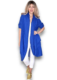 HELGA MAY_LINEN COVER UP COBALT _ LINEN COVER UP COBALT _ Ebony Boutique NZ