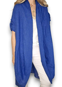 HELGA MAY_LINEN COVER UP COBALT _ LINEN COVER UP COBALT _ Ebony Boutique NZ