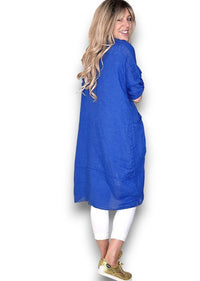 HELGA MAY_LINEN COVER UP COBALT _ LINEN COVER UP COBALT _ Ebony Boutique NZ