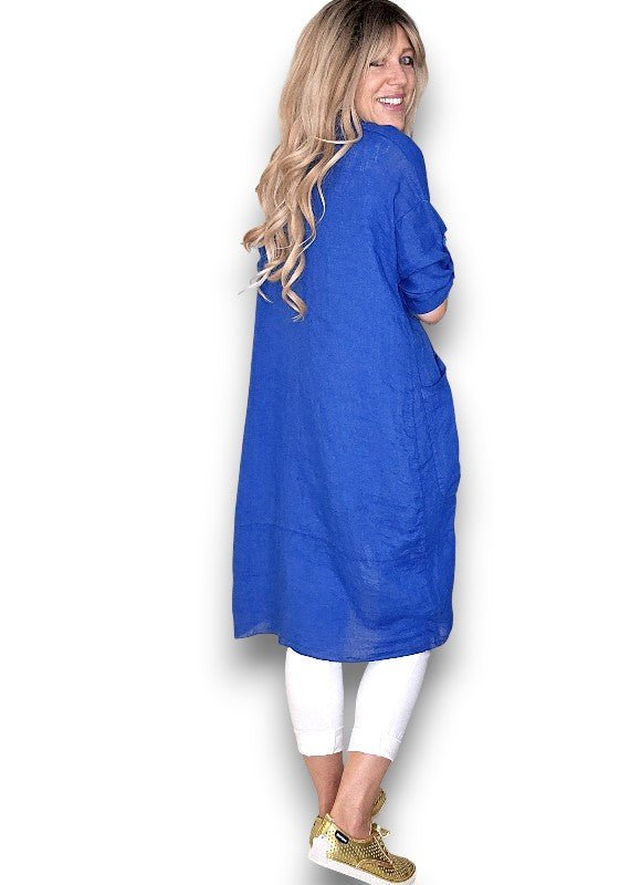 HELGA MAY_LINEN COVER UP COBALT _ LINEN COVER UP COBALT _ Ebony Boutique NZ