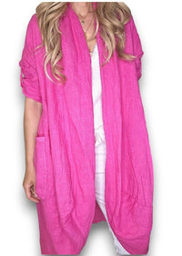 HELGA MAY_LINEN COVER UP HOT PINK _ LINEN COVER UP HOT PINK _ Ebony Boutique NZ