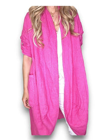 HELGA MAY_LINEN COVER UP HOT PINK _ LINEN COVER UP HOT PINK _ Ebony Boutique NZ