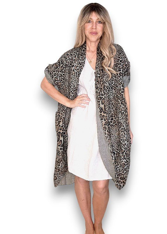 HELGA MAY_LINEN COVER UP LEOPARD MOCHA _ LINEN COVER UP LEOPARD MOCHA _ Ebony Boutique NZ