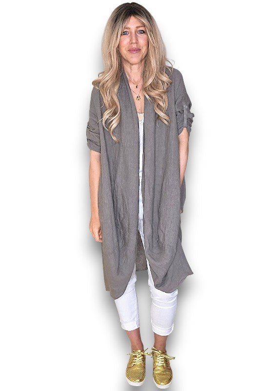 HELGA MAY_LINEN COVER UP MOCHA _ LINEN COVER UP MOCHA _ Ebony Boutique NZ