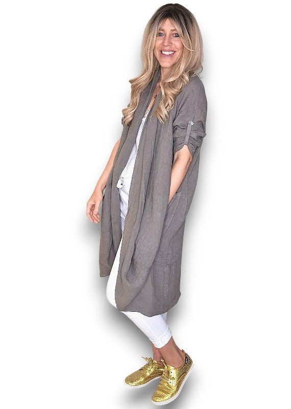 HELGA MAY_LINEN COVER UP MOCHA _ LINEN COVER UP MOCHA _ Ebony Boutique NZ