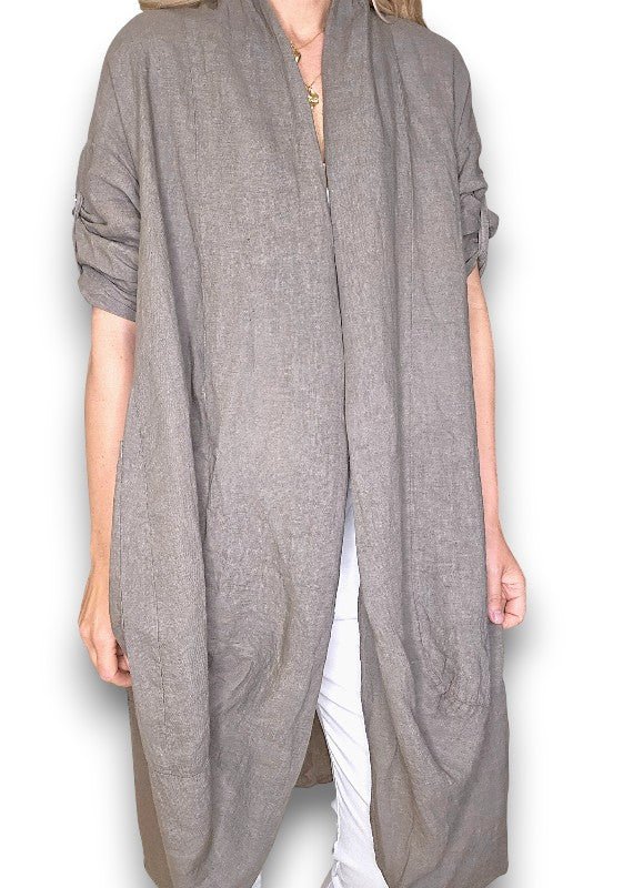 HELGA MAY_LINEN COVER UP MOCHA _ LINEN COVER UP MOCHA _ Ebony Boutique NZ