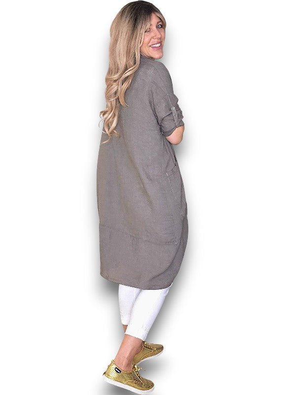 HELGA MAY_LINEN COVER UP MOCHA _ LINEN COVER UP MOCHA _ Ebony Boutique NZ