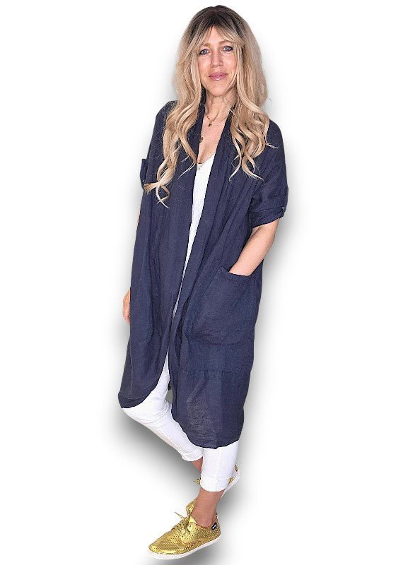 HELGA MAY_LINEN COVER UP NAVY _ LINEN COVER UP NAVY _ Ebony Boutique NZ
